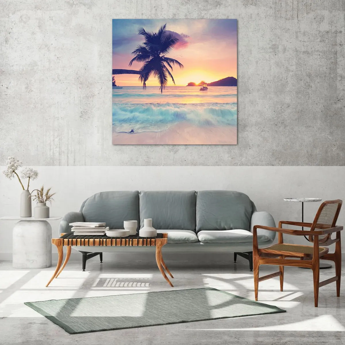 Üveg kép - Egy este az öbölben - 60x60 cm