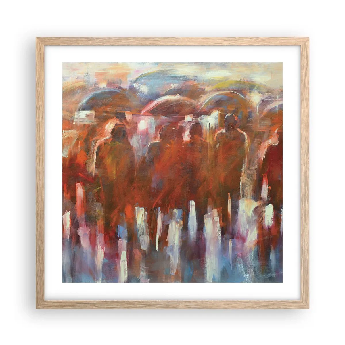 Poszter világos tölgy keretben - Egyenlőek esőben és ködben - 50x50 cm