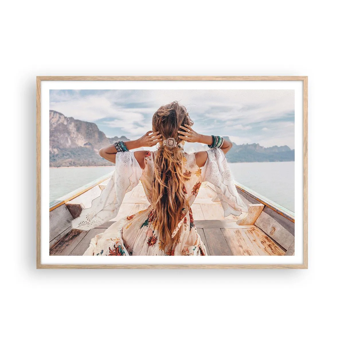 Poszter világos tölgy keretben - Az út a boldogság felé  - 100x70 cm