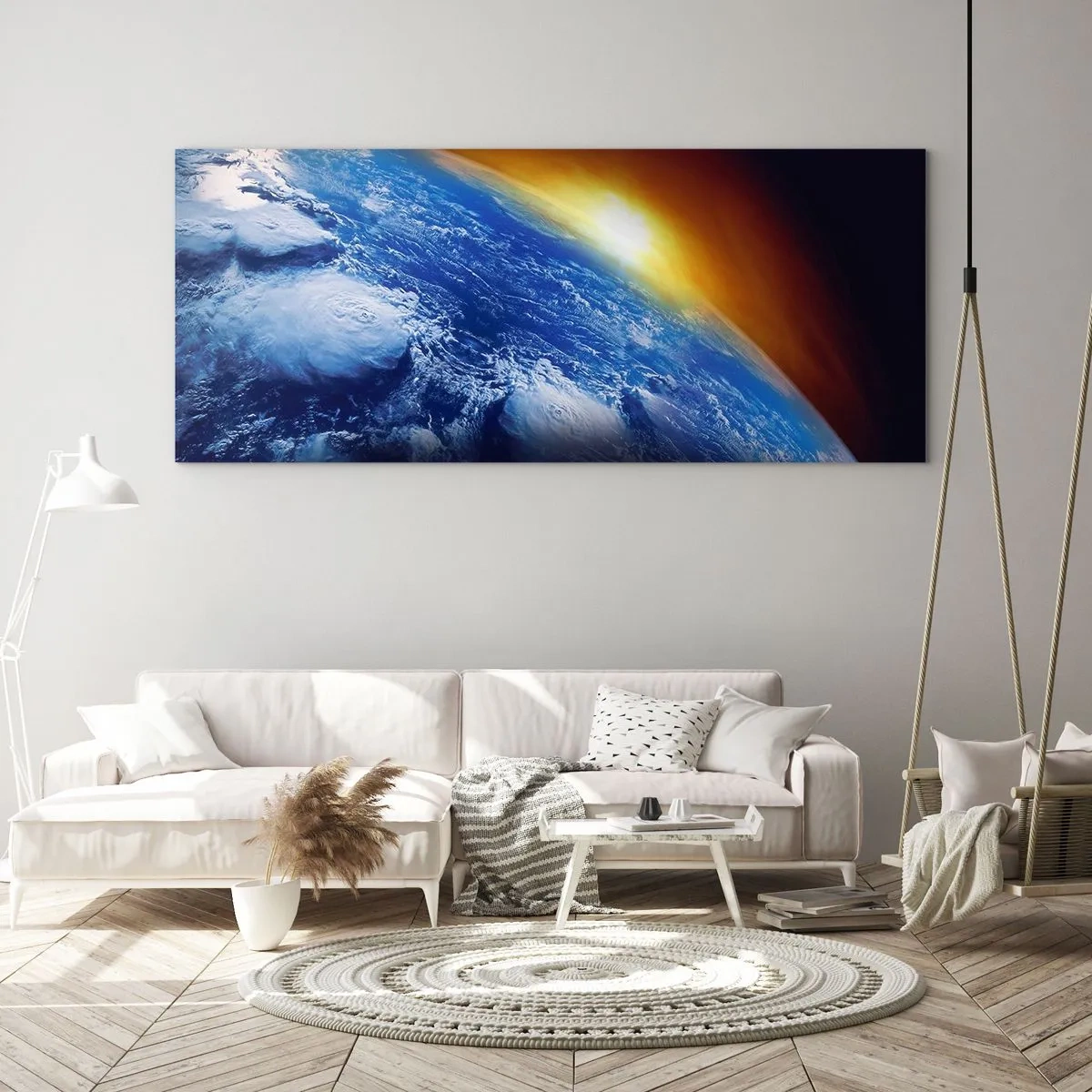 Üveg kép - Napkelte a kék bolygó felett - 100x40 cm
