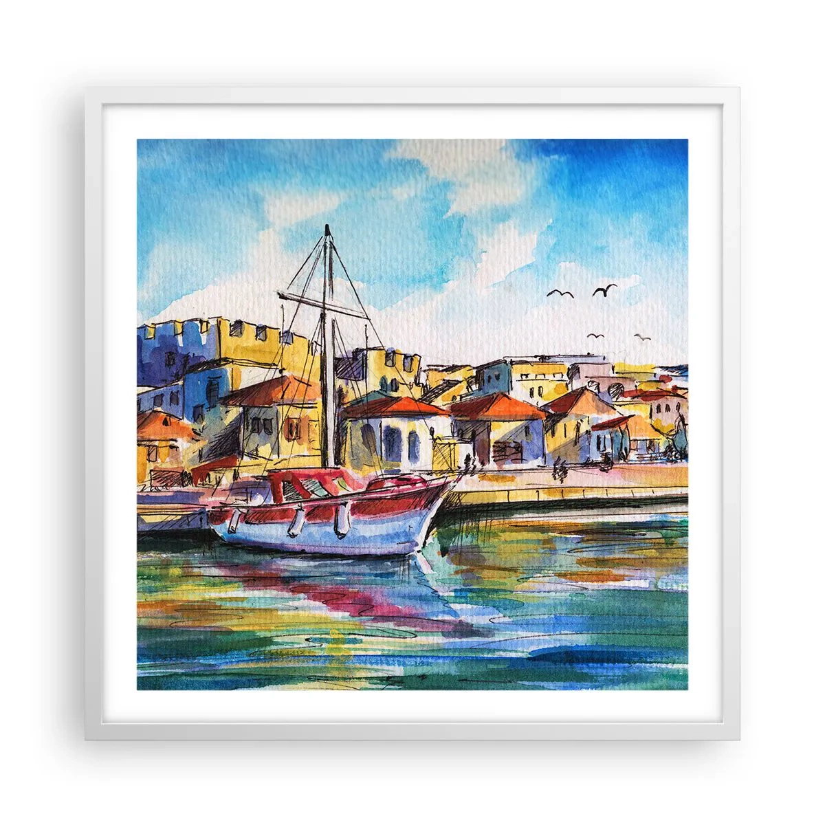 Poszter fekete keretben - Szivárványos délután - 60x60 cm