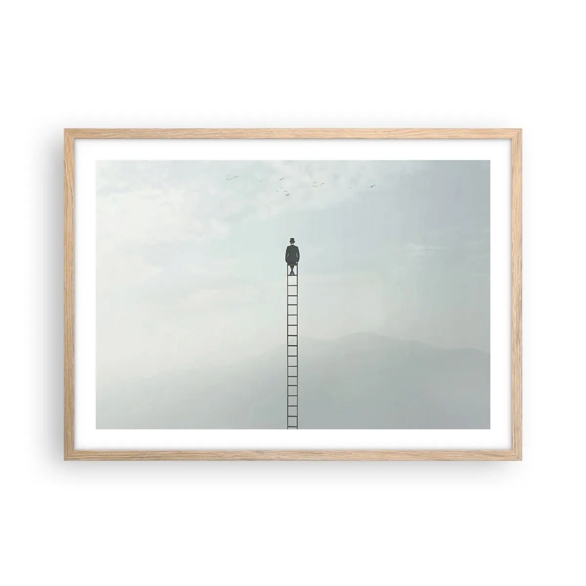 Poszter világos tölgy keretben - Emelkedj feljebb - 70x50 cm
