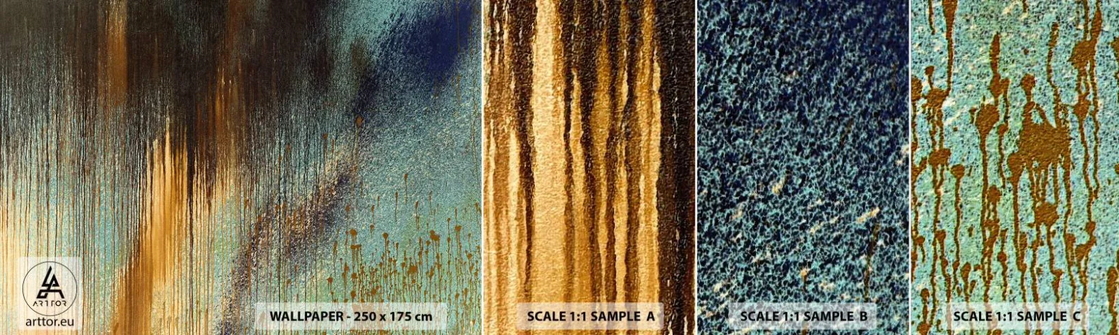 Fotótapéta Minta Standard Eco - Egy nem véletlen színes kompozíció - Absztrakció, Ipari, Festék - 100x30 cm