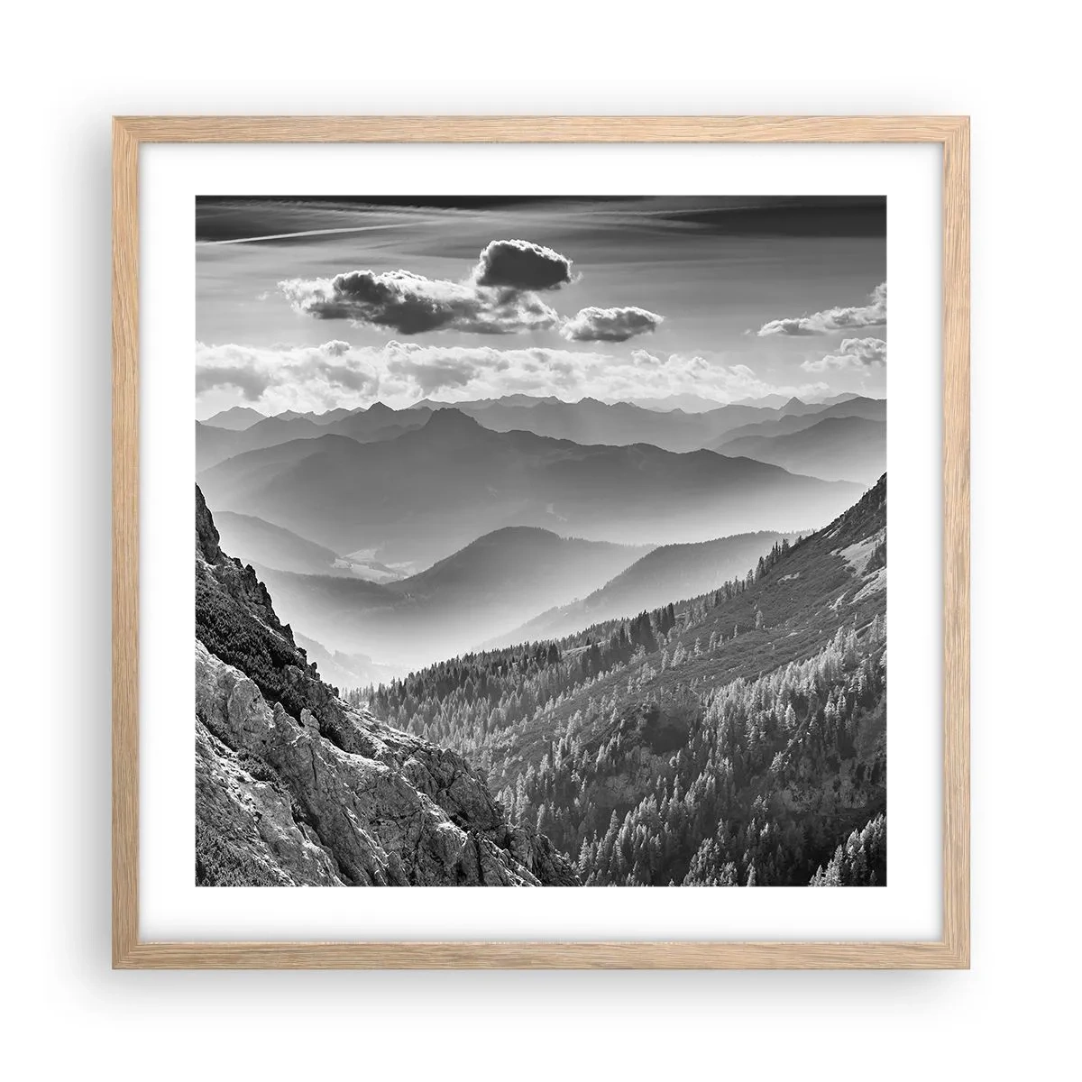 Poszter világos tölgy keretben - Egészen a horizontig - 50x50 cm