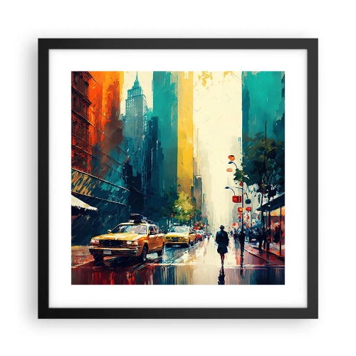 Poszter fehér keretben - New York - itt még az eső is színes. - 40x40 cm