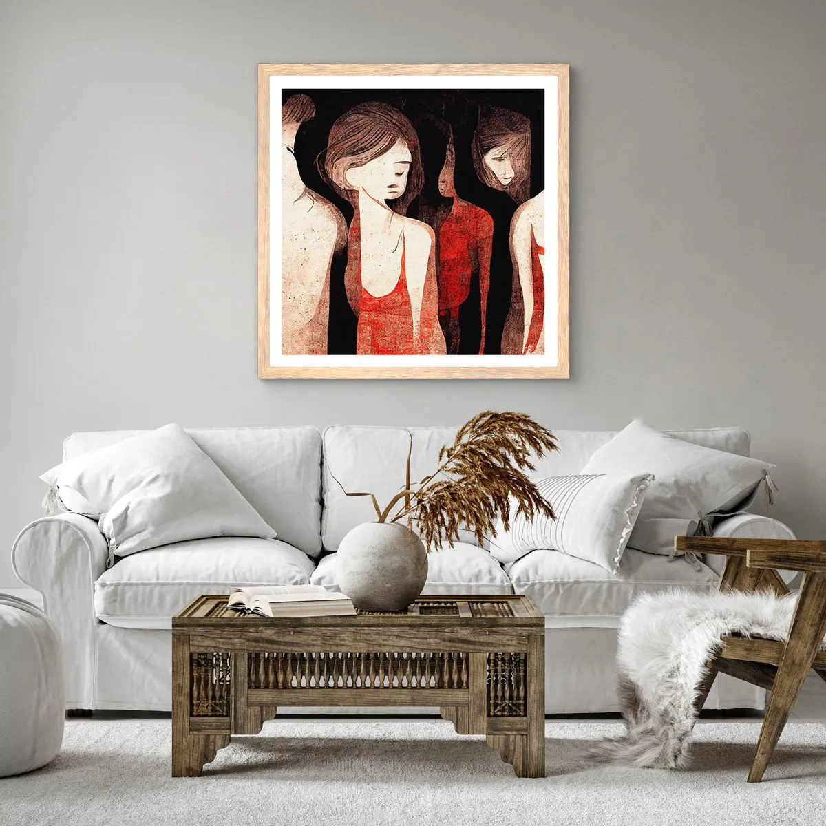 Poszter világos tölgy keretben - A sötétség madonnái - 60x60 cm