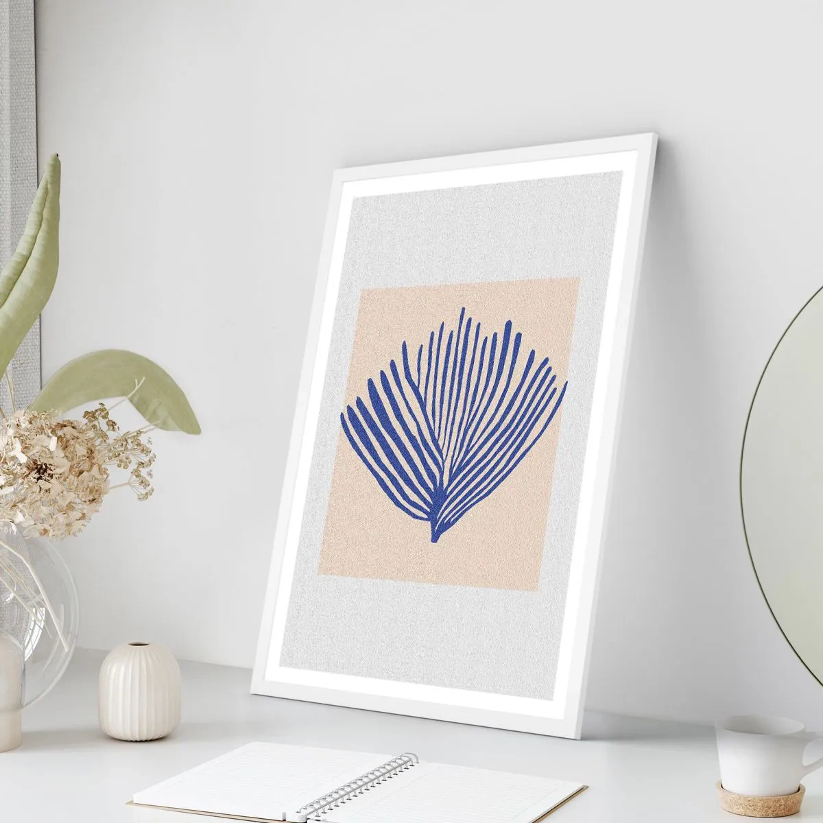 Poszter fekete keretben - Kék legyező - 40x50 cm