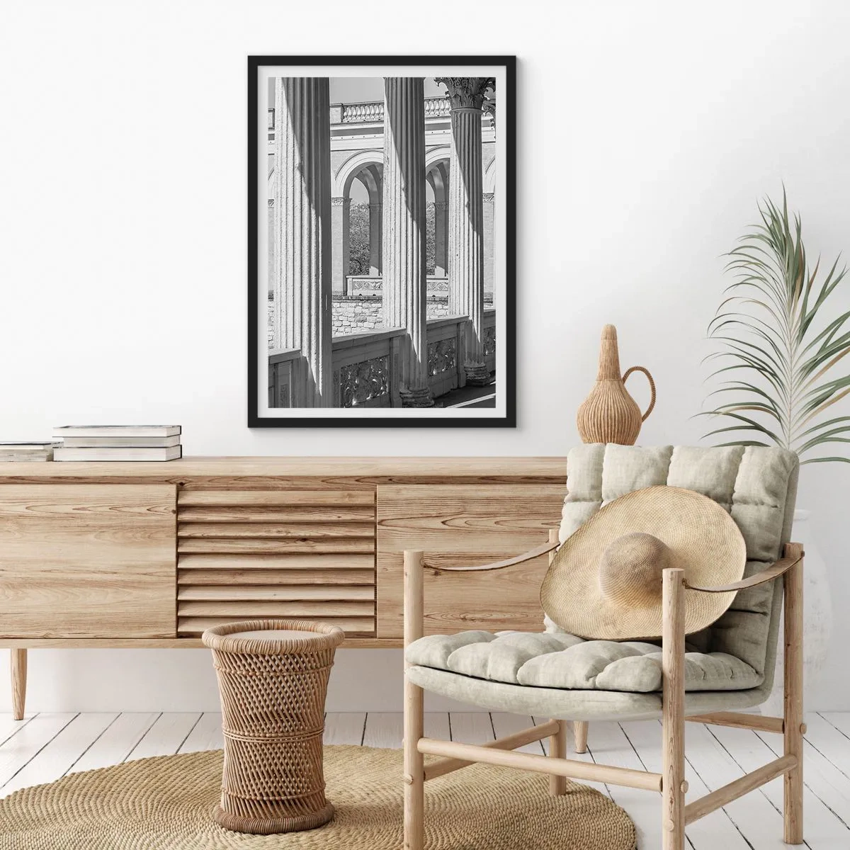 Poszter fehér keretben - Napsütötte árkádsor - 61x91 cm