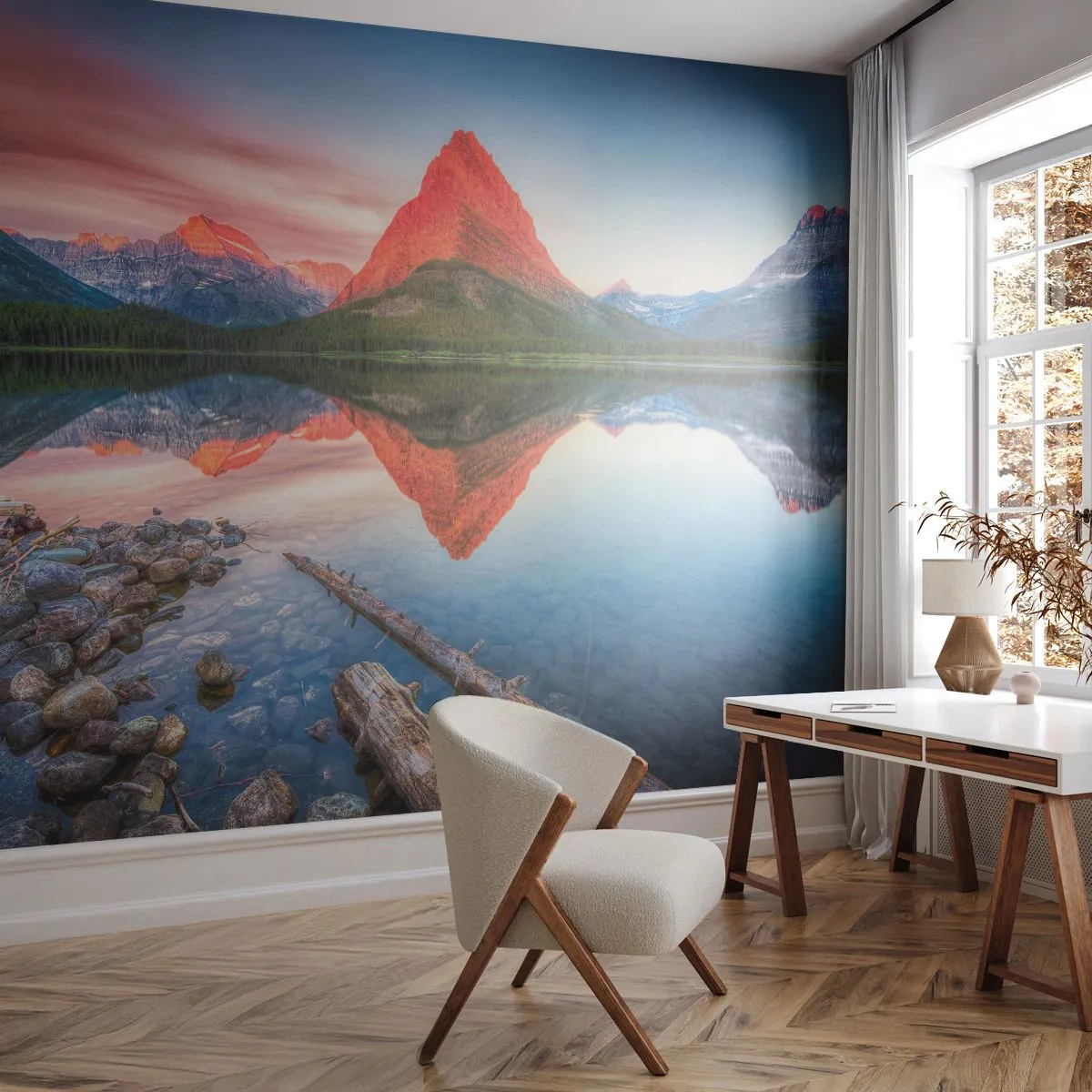 Fotótapéta Premium Sand - Forróság és hideg - Tájkép, Hegyek, Erdő - 200x140 cm