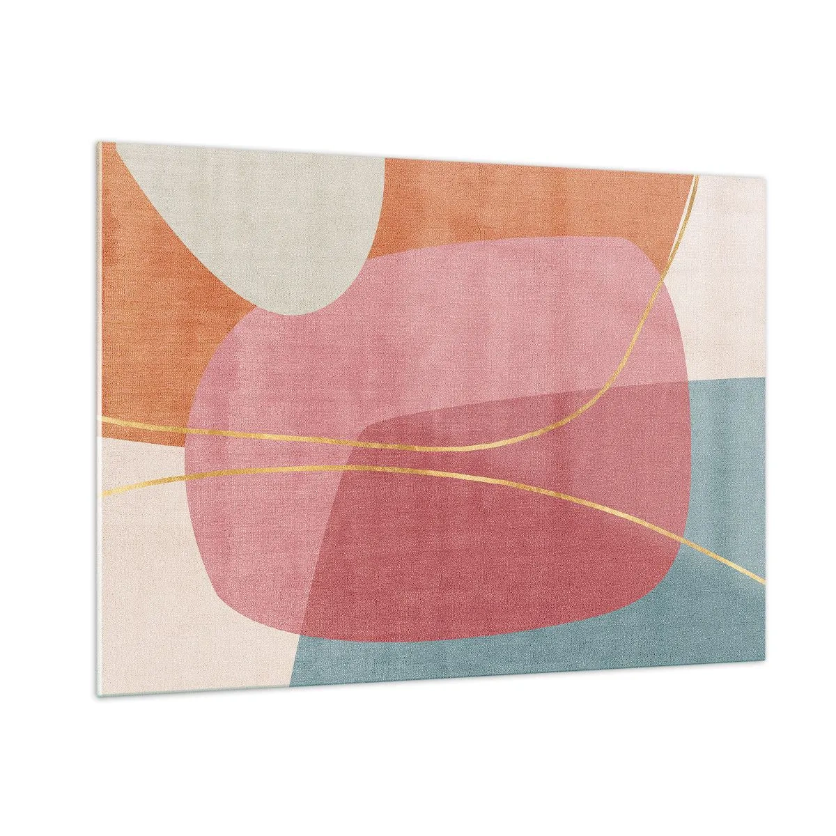 Üveg kép - Pasztell kompozíció aranyszálakkal - 100x70 cm