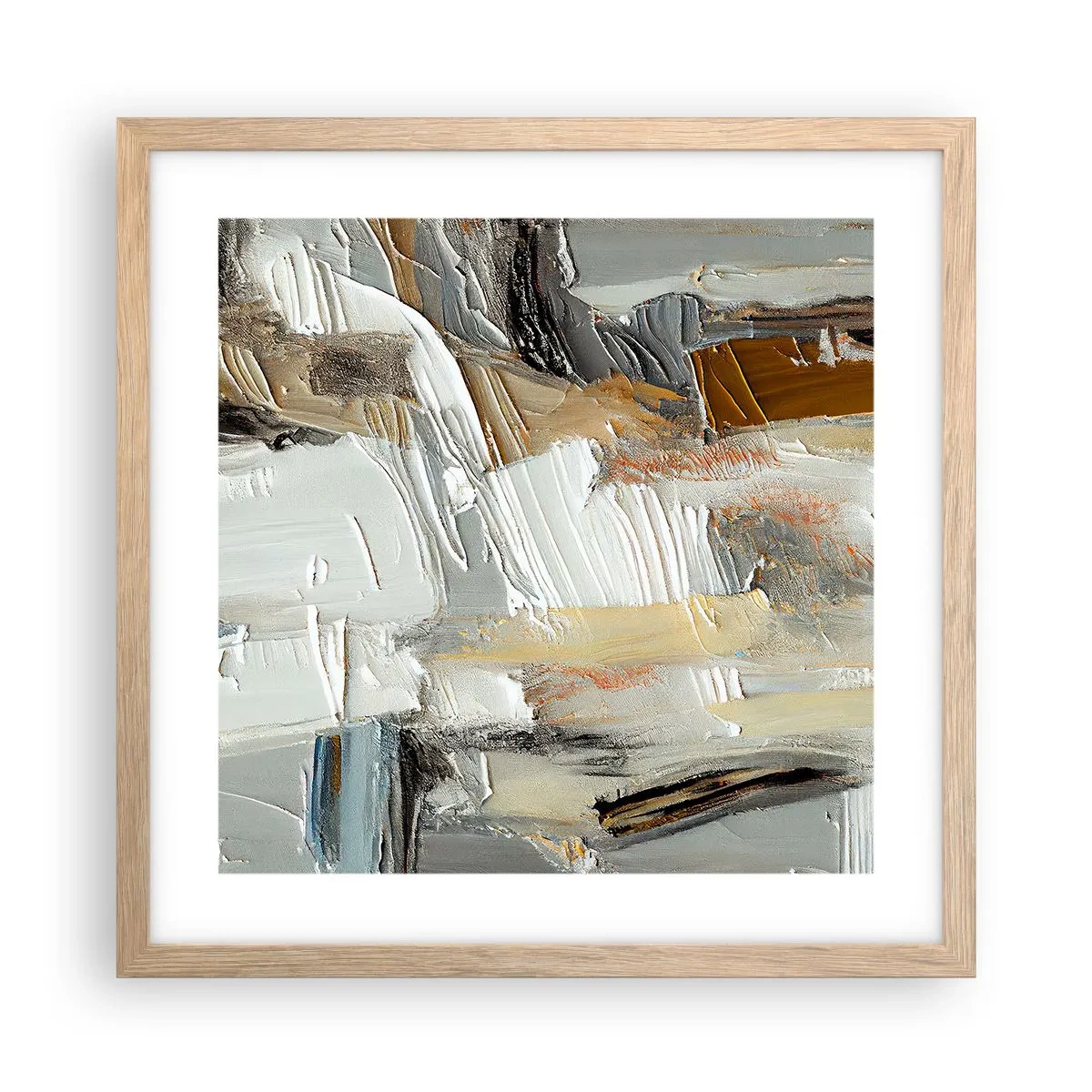 Poszter világos tölgy keretben - Színes rétegződés - 40x40 cm