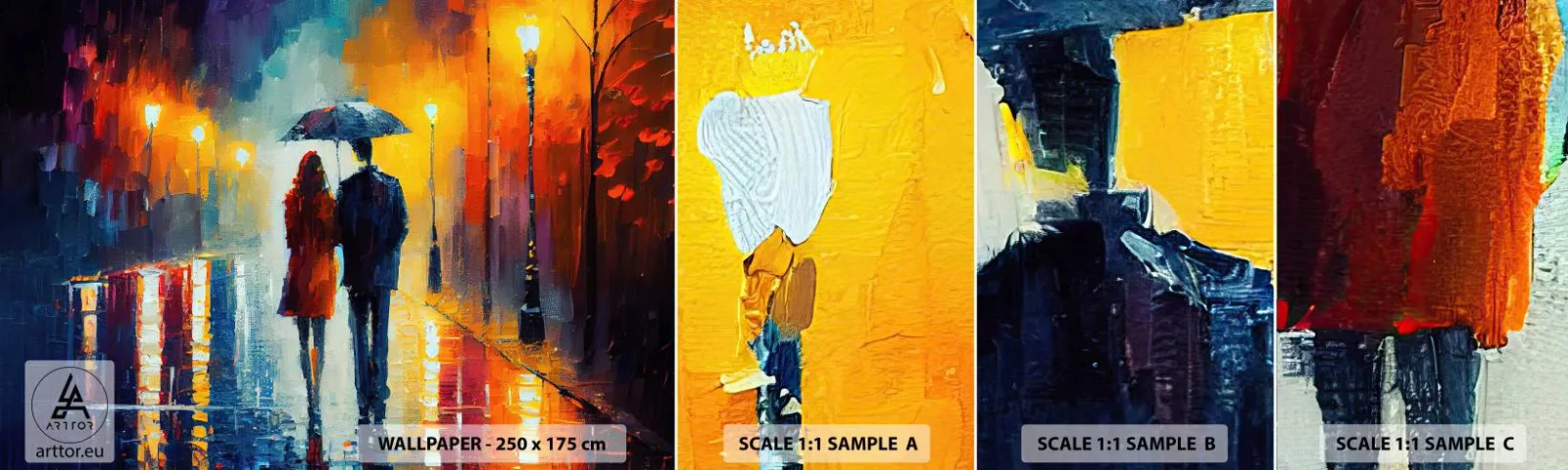 Fotótapéta Minta Standard Eco - Együtt - egy színes éjszaka - Párosít, Romantikus, Séta - 100x30 cm