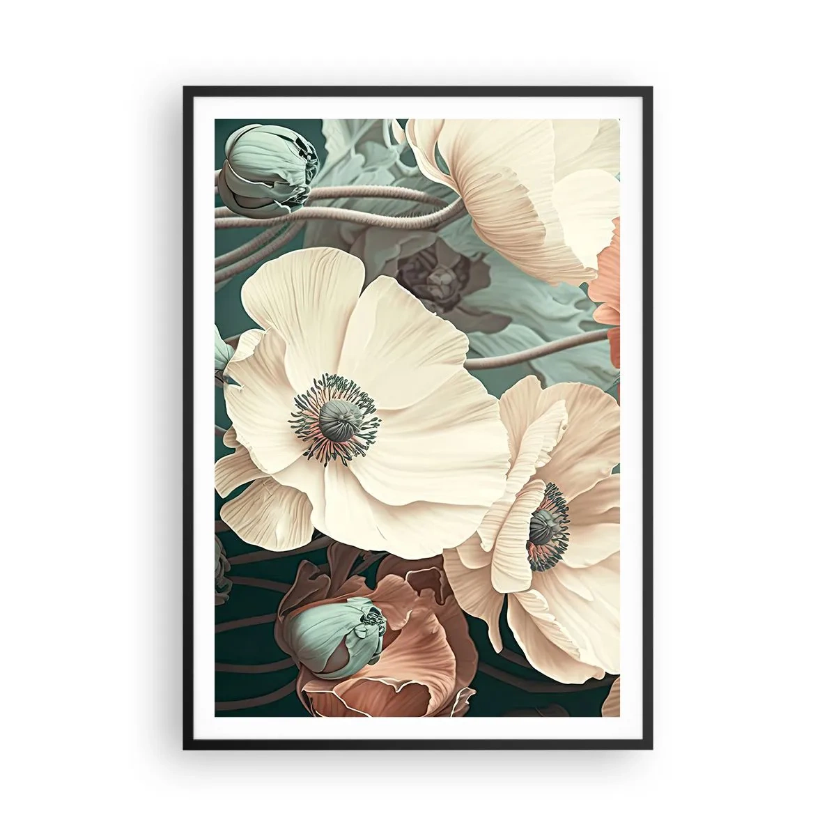 Poszter fehér keretben - Pipacsok suttogása - 70x100 cm