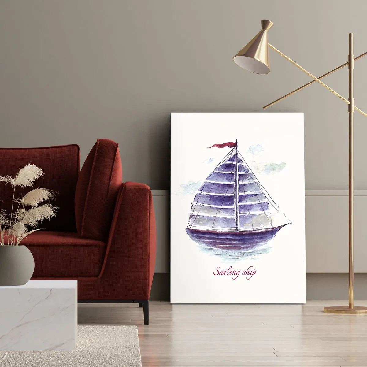 Vászonkép - Teli vitorlákat és nyugodt vizet - 55x100 cm