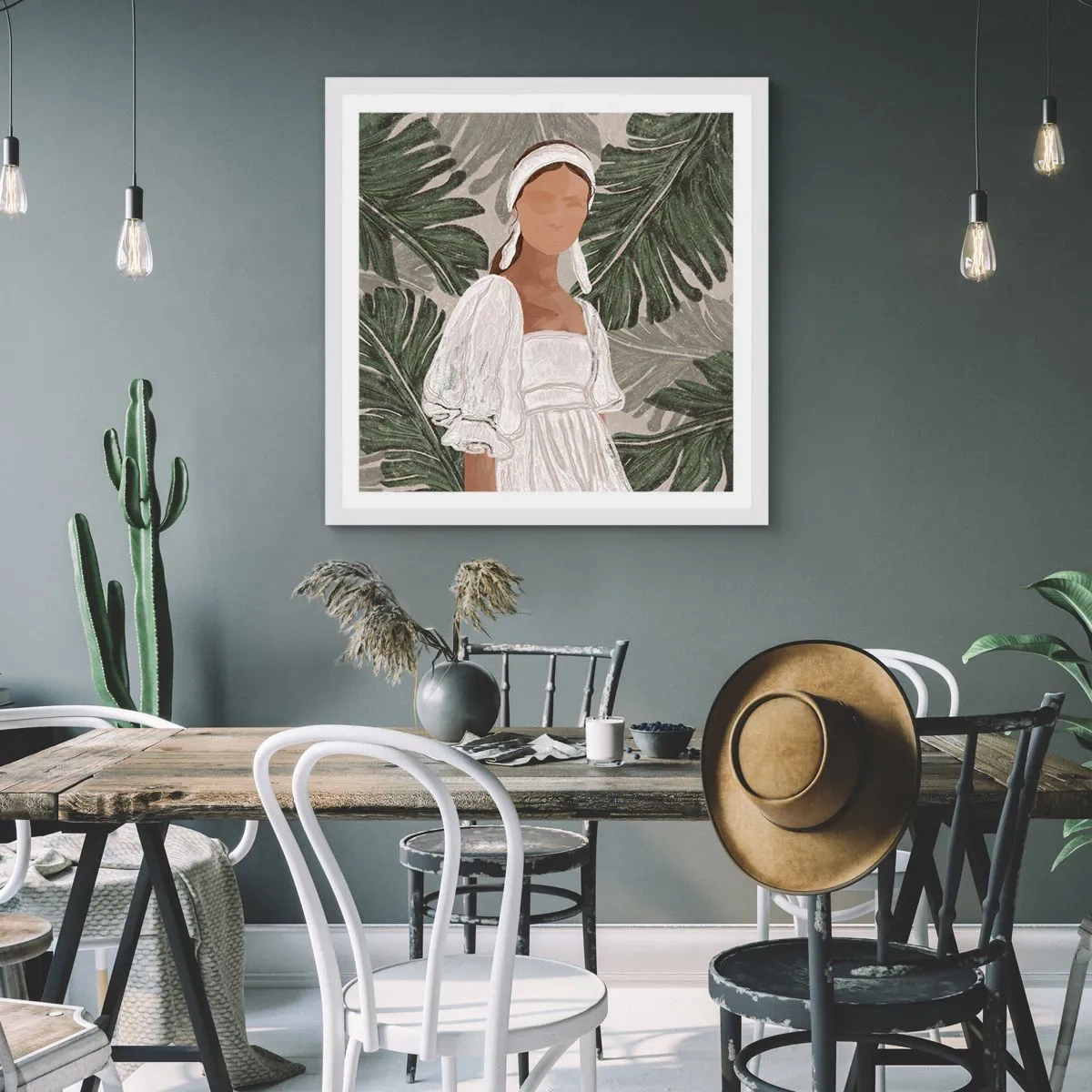 Poszter fekete keretben - Egzotikus portré - 40x40 cm