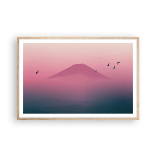 Poszter világos tölgy keretben - Vándorok a felhők felett - 91x61 cm