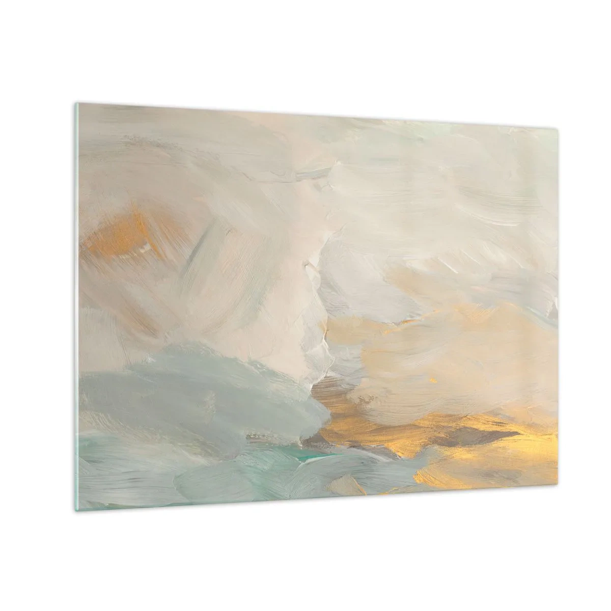 Üveg kép - Fényes absztrakció finom ecsetvonásokkal - 70x50cm - Absztrakció - a szelídség földje - Modern fali dekoráció nappalihoz és hálószobához ARTTOR