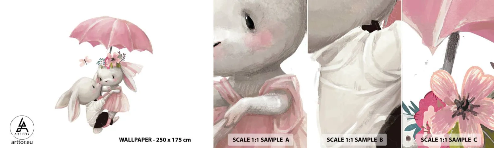 Fotótapéta Minta Öntapadós Deluxe Sticker - Ez a szerelem - Gyerekeknek, Nyulak, Tündérmese - 100x30 cm