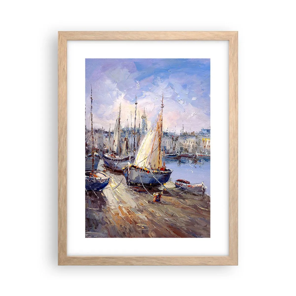 Poszter világos tölgy keretben - Város az öböl mellett - 30x40 cm