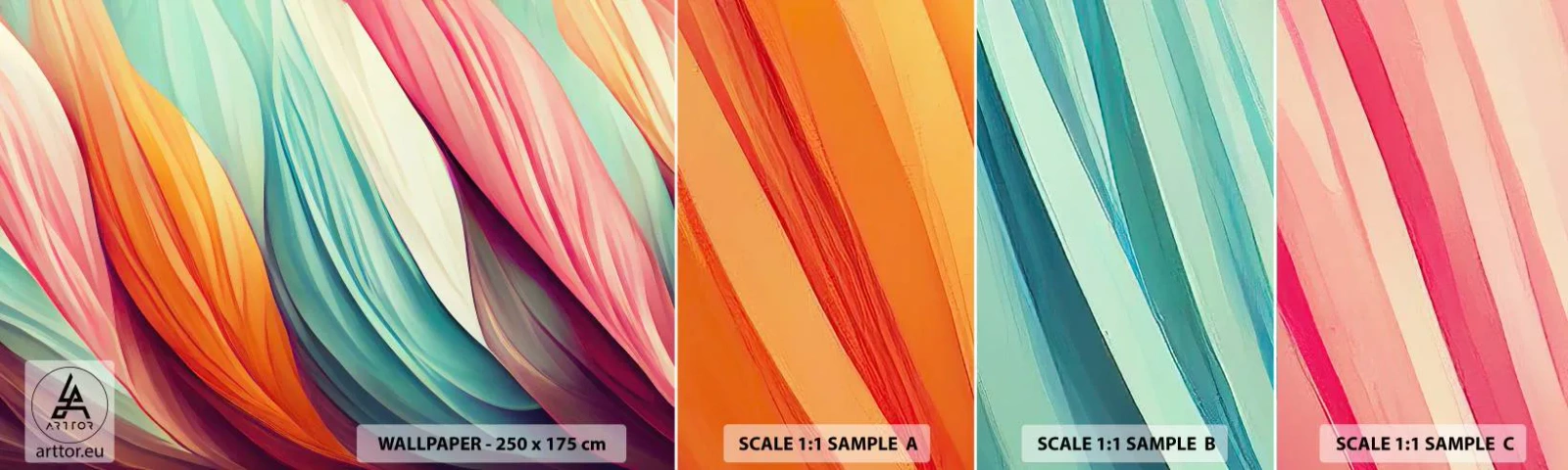 Fotótapéta Minta Standard Eco - Szivárványos szövés - Pasztell, Vonalak, Absztrakció - 100x30 cm