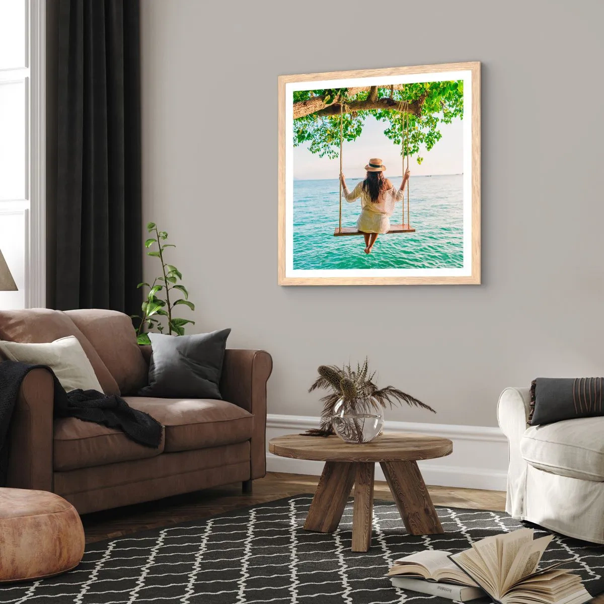 Poszter világos tölgy keretben - Az élet gyönyörű - 30x30 cm