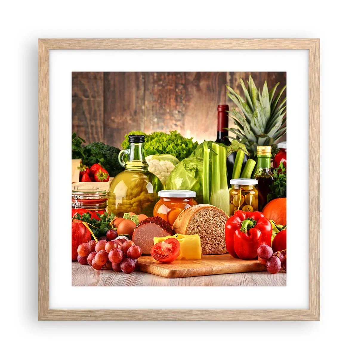 Poszter világos tölgy keretben - Füstölt, sült és pácolt - 40x40 cm