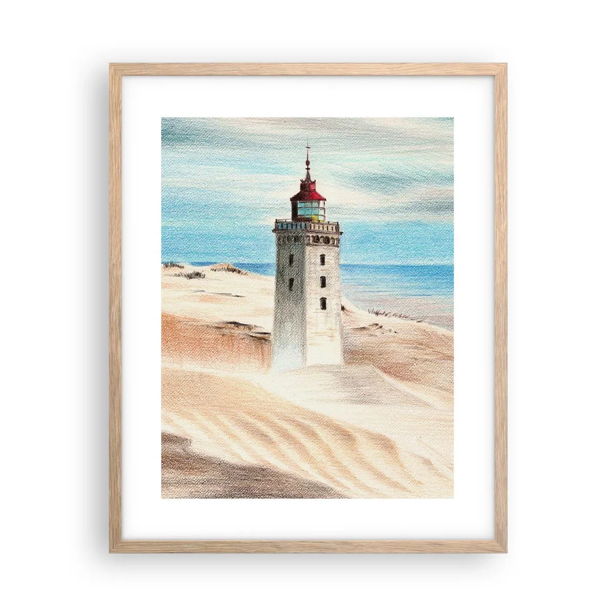 Poszter világos tölgy keretben - Mindig a tengert bámulva - 40x50 cm