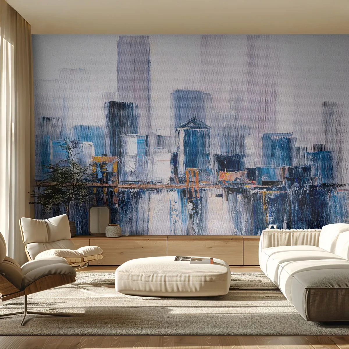 Fotótapéta Premium Sand - New York-i benyomás - Épületek, Darab, Festmény - 100x70 cm