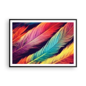 Poszter fehér keretben - Tollas szivárvány - 100x70 cm