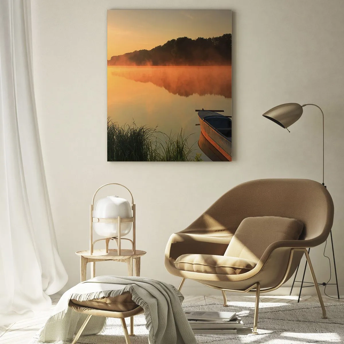 Üveg kép - Napkelte a víz felett, mint egy tükör - 50x70 cm