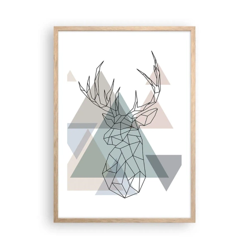 Poszter világos tölgy keretben - Egy geometrikus erdőben - 50x70 cm