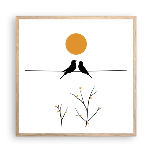 Poszter világos tölgy keretben - Fülemüle este - 60x60 cm