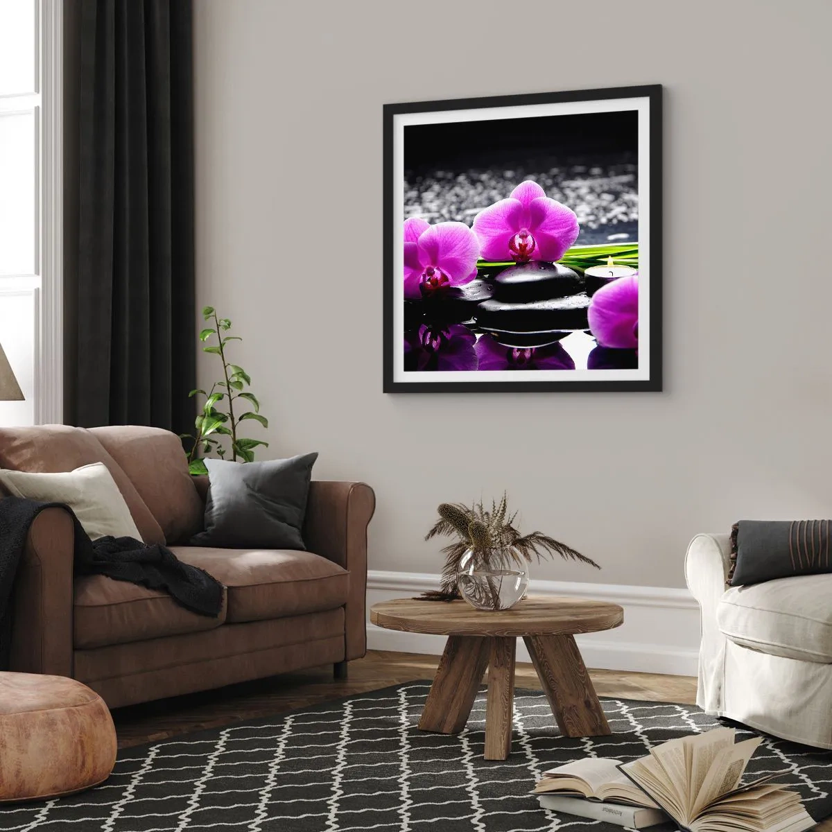 Poszter fehér keretben - Elmerülni a békében és a csendben - 40x40 cm