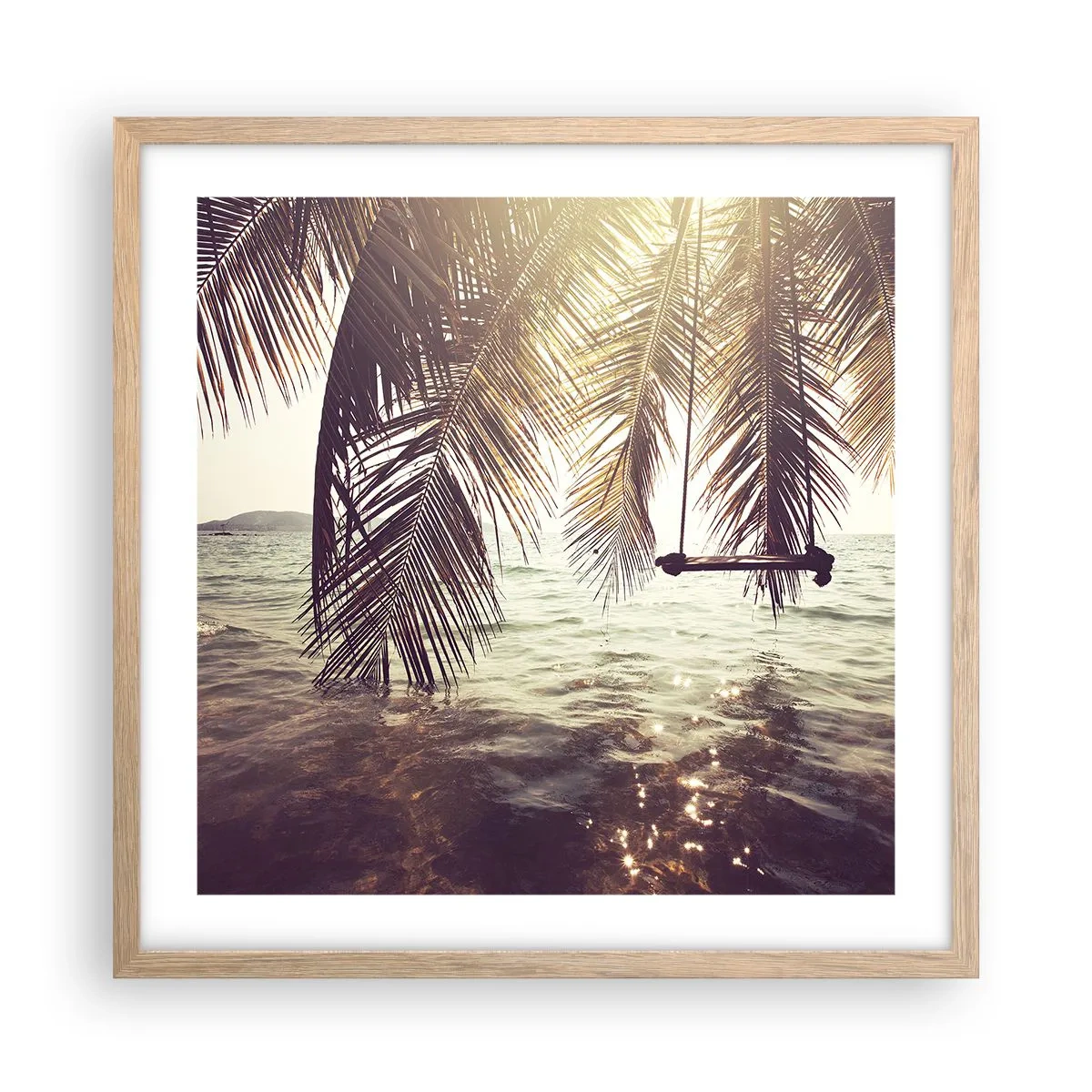 Poszter világos tölgy keretben - Tetszés szerint hintázhat a felhők között - 50x50 cm