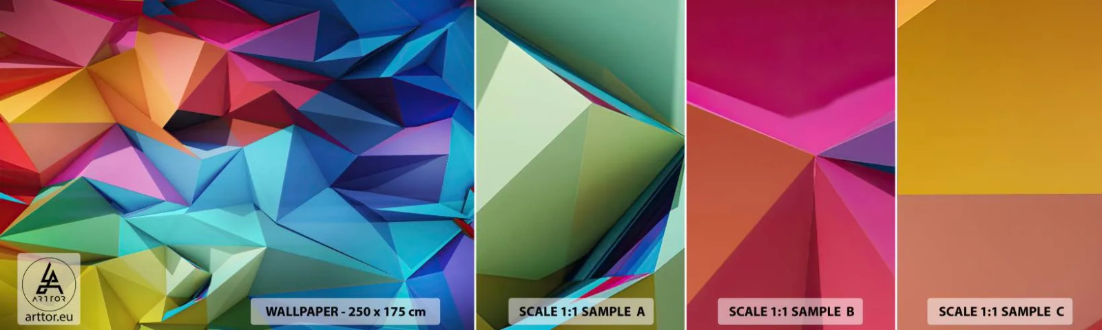 Fotótapéta Minta Standard Eco - Szivárvány origami - Absztrakció, 3D, Grafika - 100x30 cm