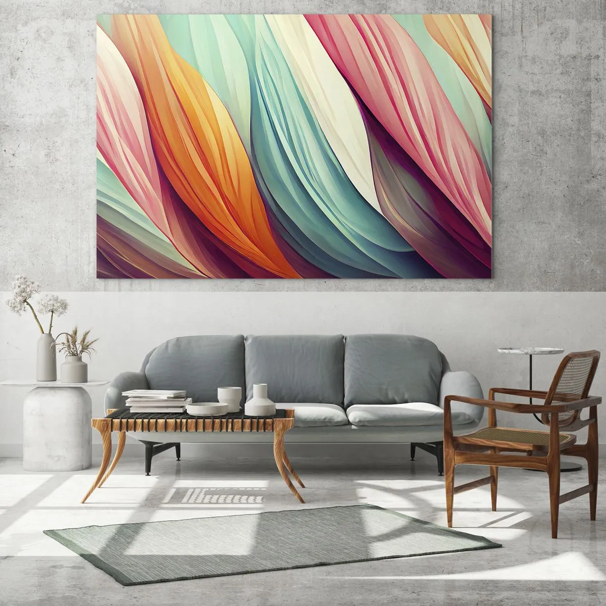 Üveg kép - Szivárványos szövés - 100x70 cm