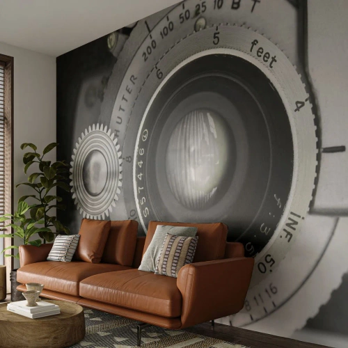Fotótapéta Standard Eco - Történet Hollywoodról - Kamera, Fekete és fehér, Szüret - 350x256 cm