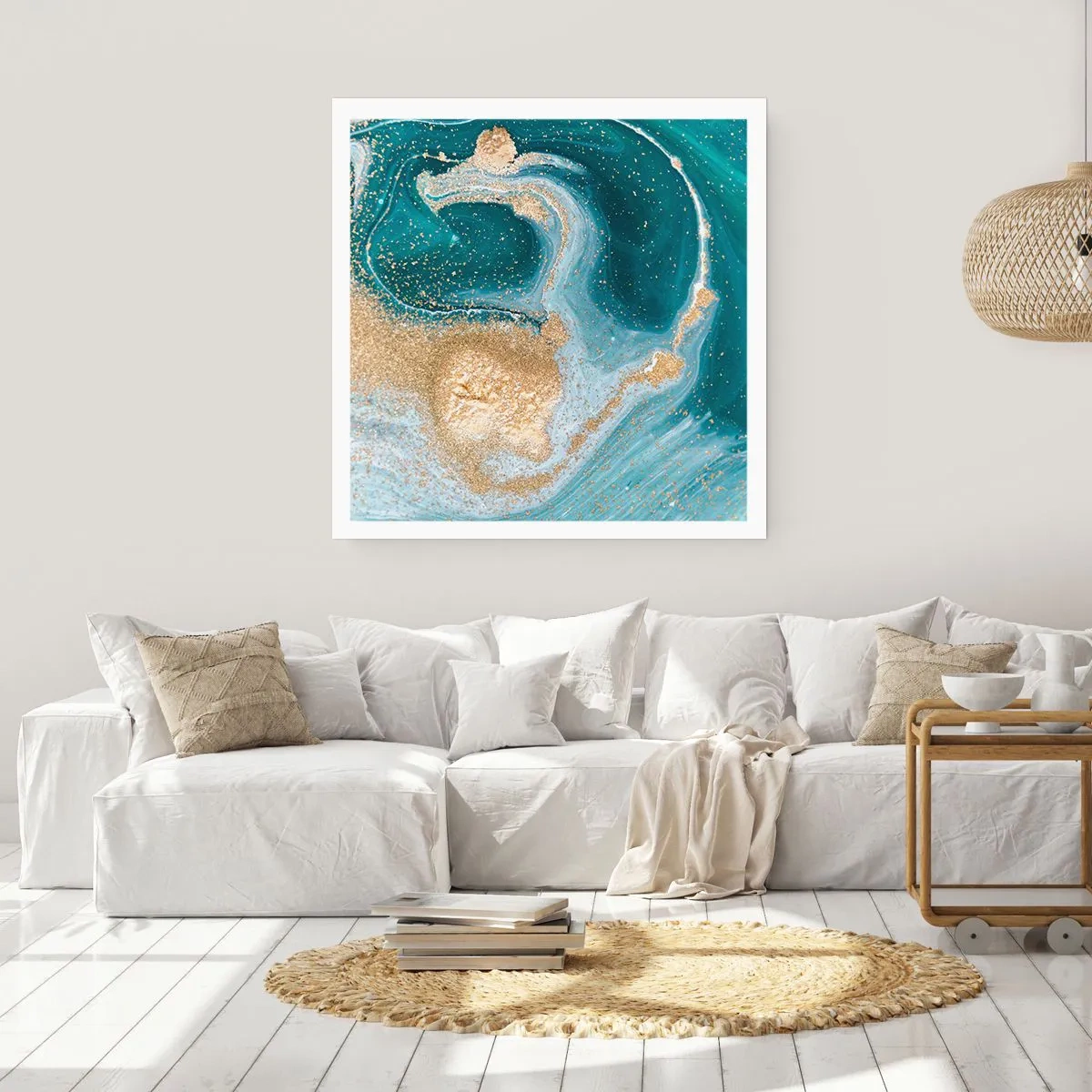 Poszter - Arany és türkiz örvénye - 40x40 cm
