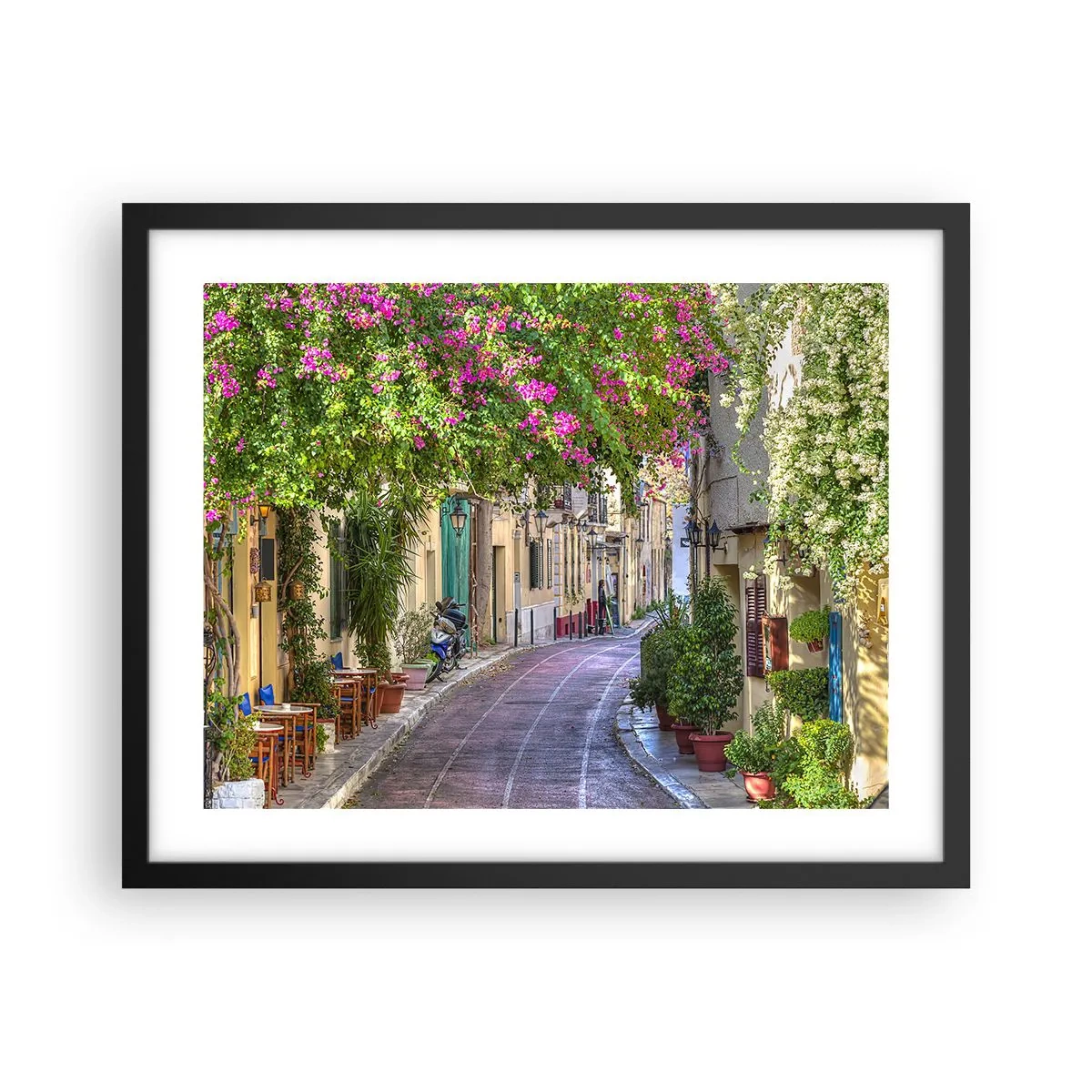 Poszter fehér keretben - Virágzó sikátor - 50x40 cm