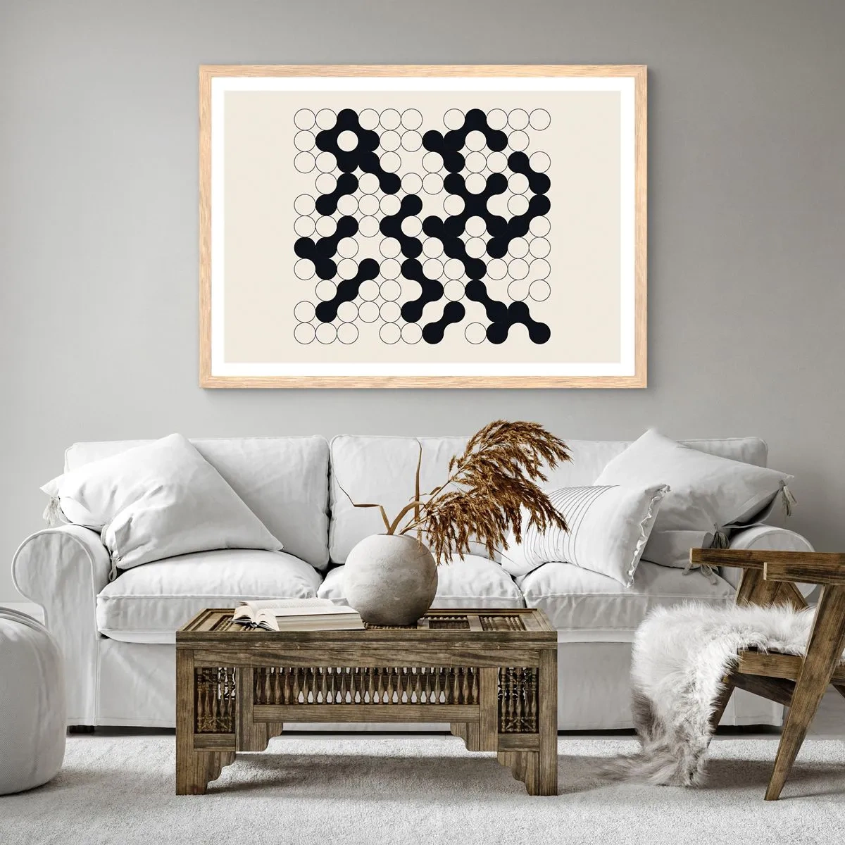 Poszter világos tölgy keretben - Kínai játék - variáció - 100x70 cm