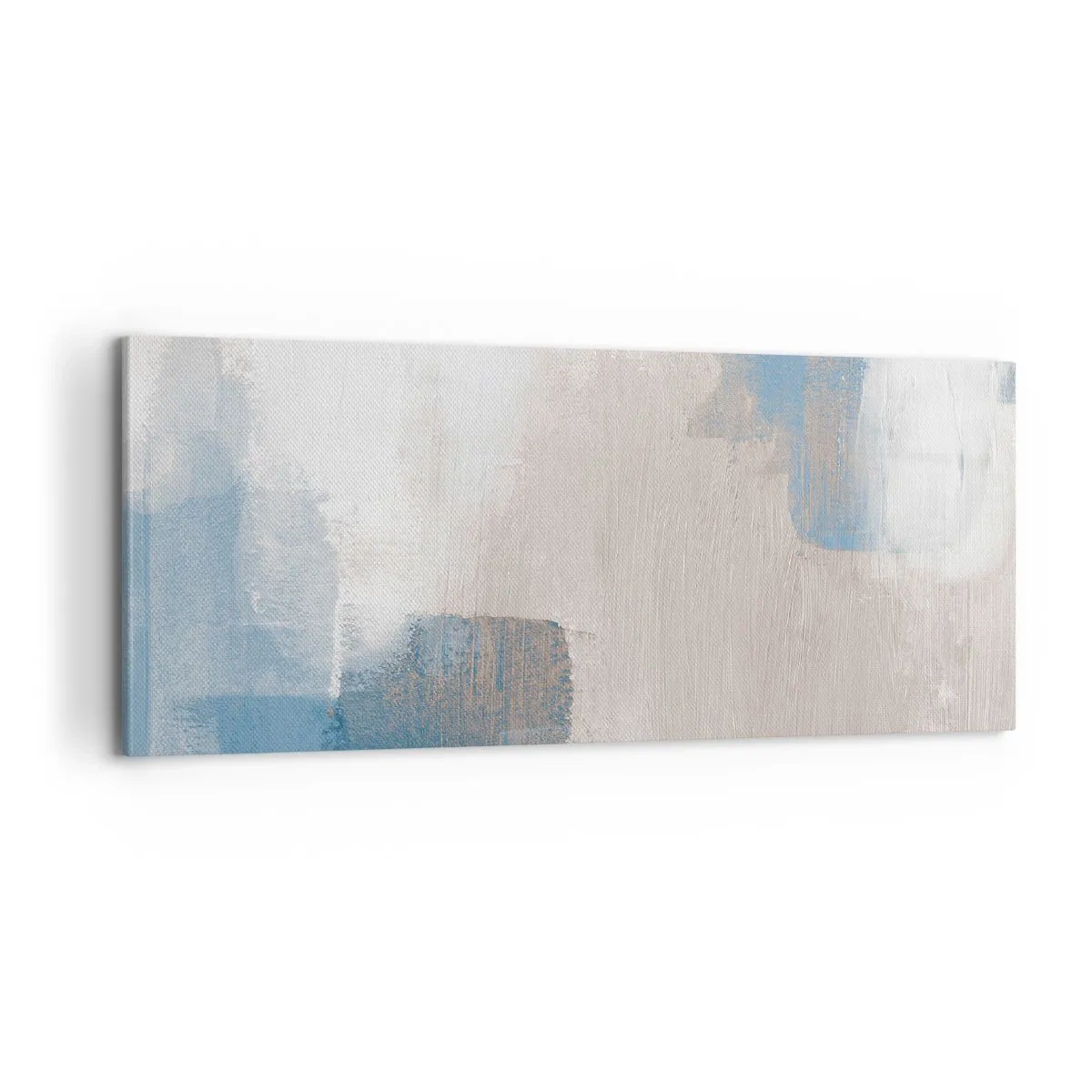 Vászonkép - Rózsaszín absztrakció egy kék fátyol mögött - 100x40 cm