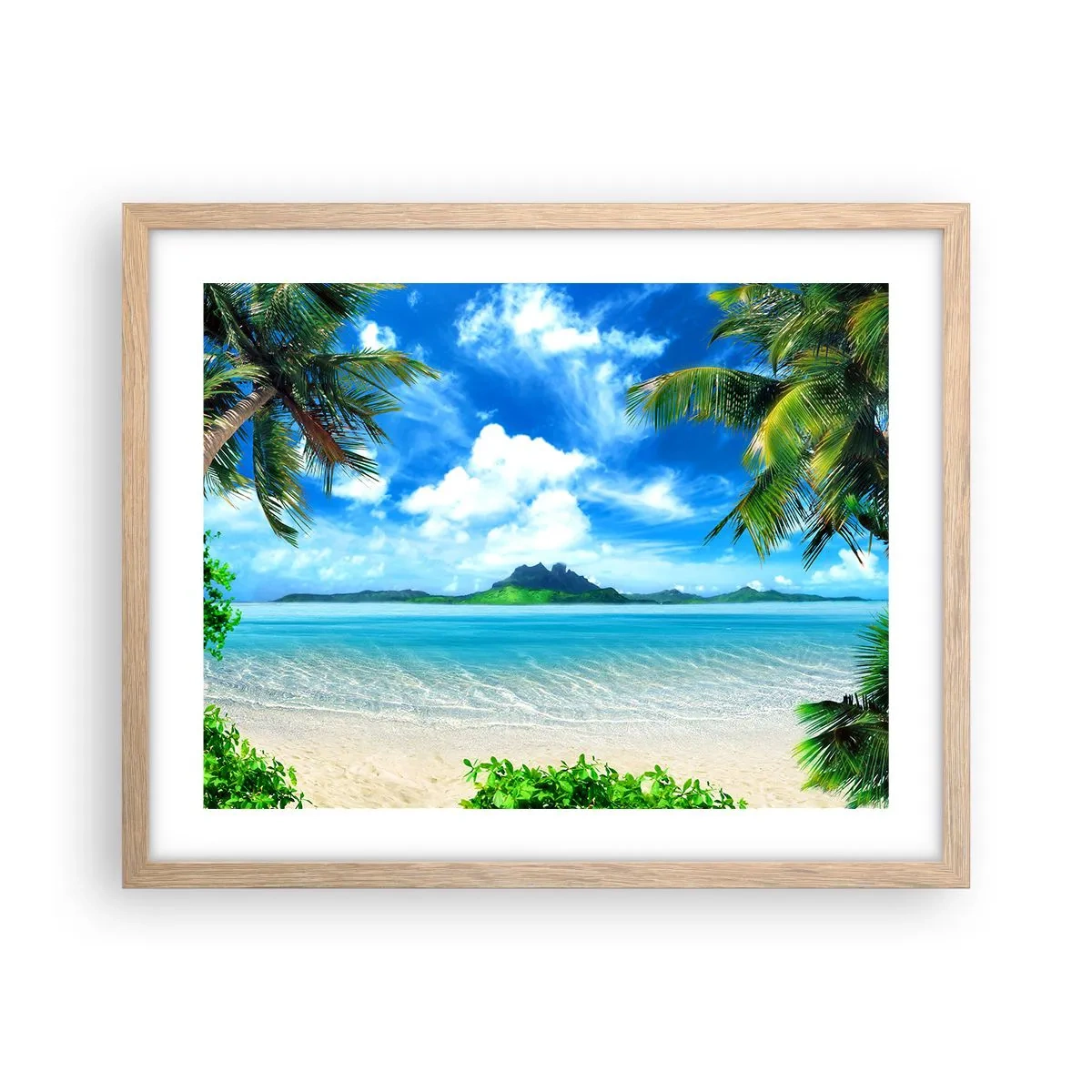 Poszter világos tölgy keretben - A trópusi azúrkék - 50x40 cm