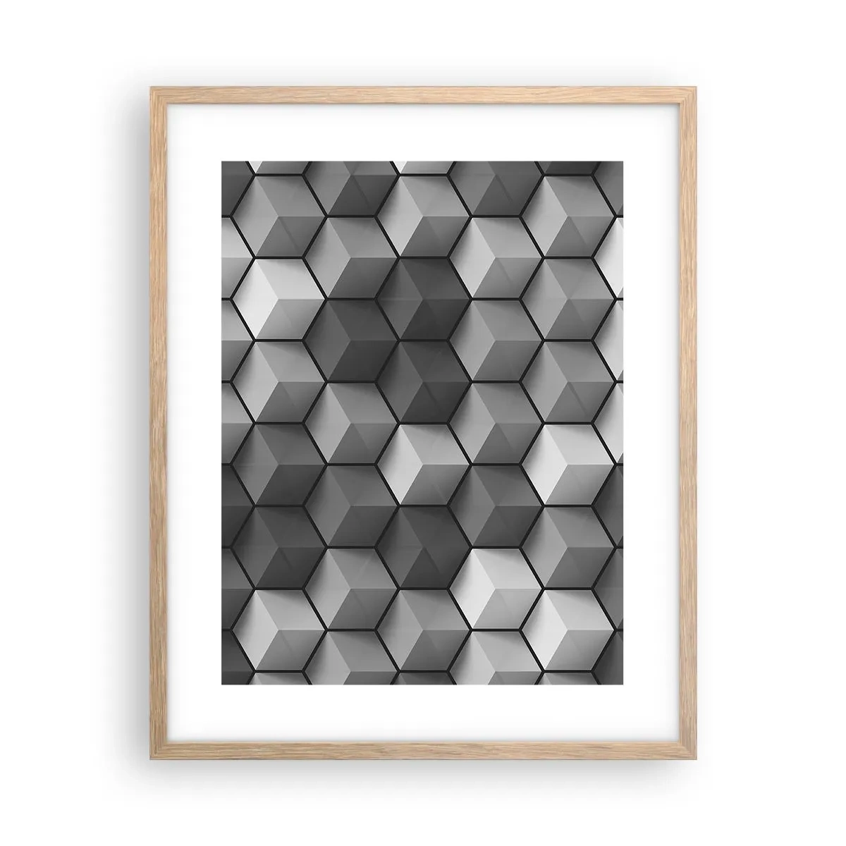 Poszter világos tölgy keretben - Kubista kirakós - 40x50 cm