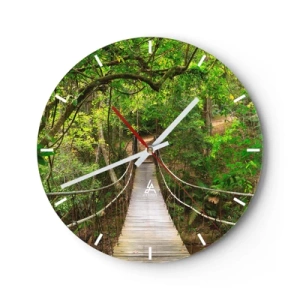 Falióra, Óra - Egy fahíd függ egy zöld erdőben - 30x30cm - Mert van egy kúszónövény a kertben - Modern fali dekoráció nappalihoz, konyhához és hálószobához ARTTOR