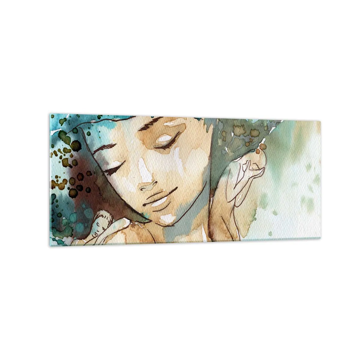 Üveg kép - Lady in blue - 120x50 cm