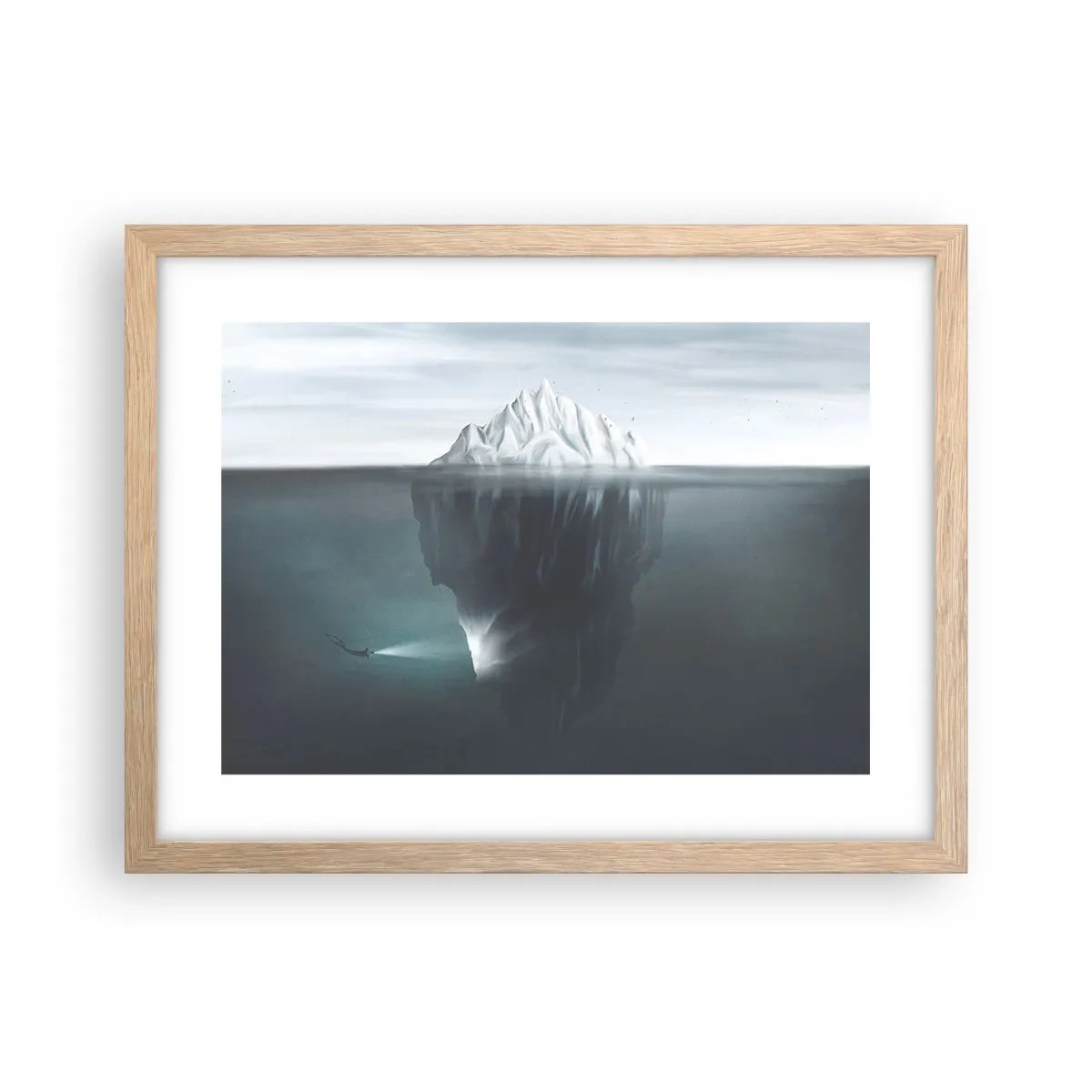 Poszter világos tölgy keretben - Víz alatti rejtély - 40x30 cm