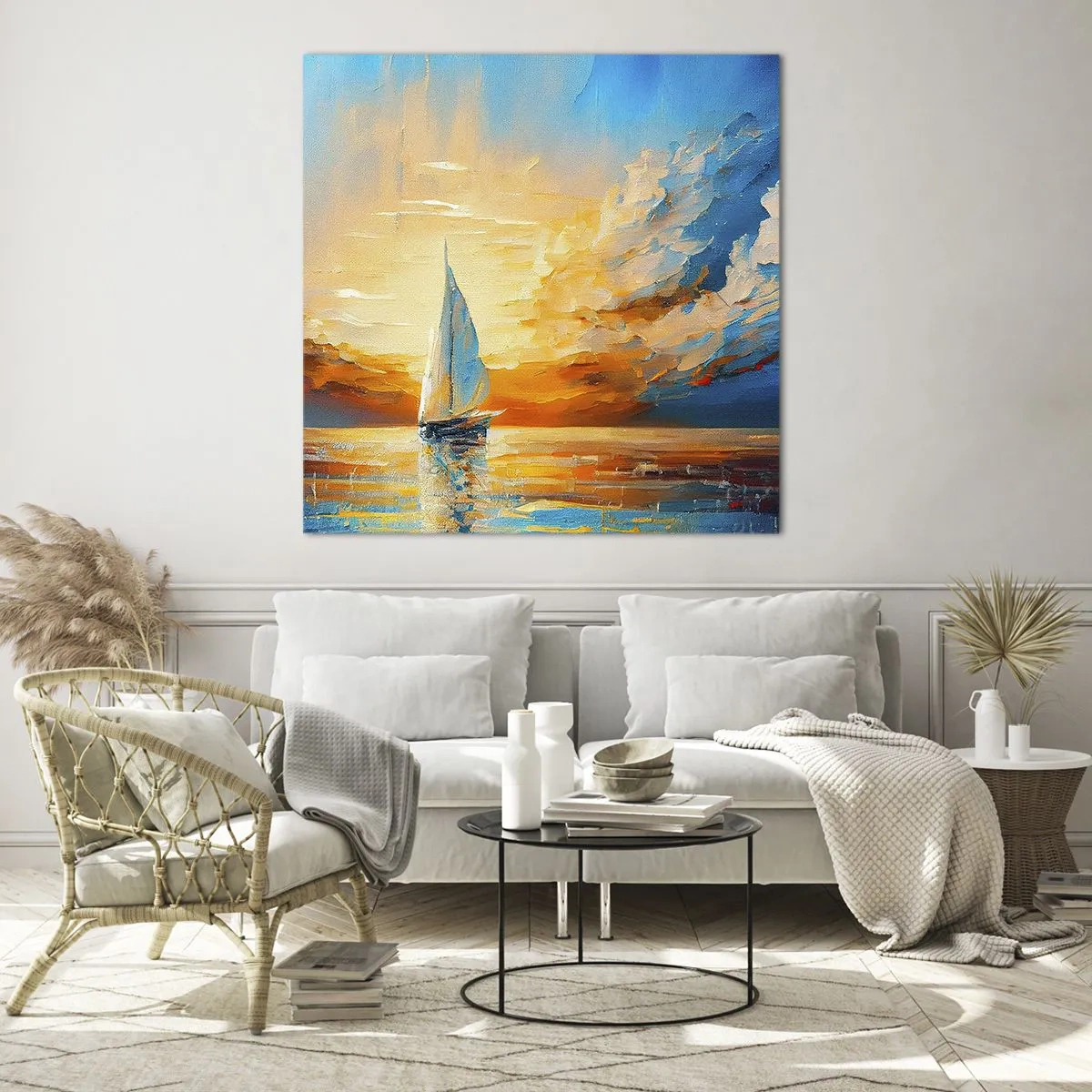 Üveg kép - Aranyban vitorlázva - 60x60 cm
