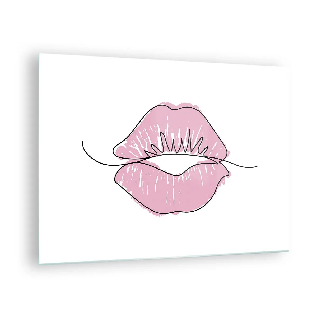 Üveg kép - Rózsaszín és fekete árnyalatú ajkak absztrakt képe - 70x50cm - Készen állsz a csókra? - Modern fali dekoráció nappalihoz és hálószobához ARTTOR