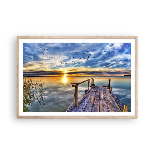 Poszter világos tölgy keretben - Megnyugszik a szél - 91x61 cm