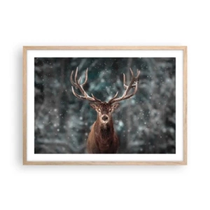 Poszter világos tölgy keretben - Az erdő királya koronázva - 70x50 cm